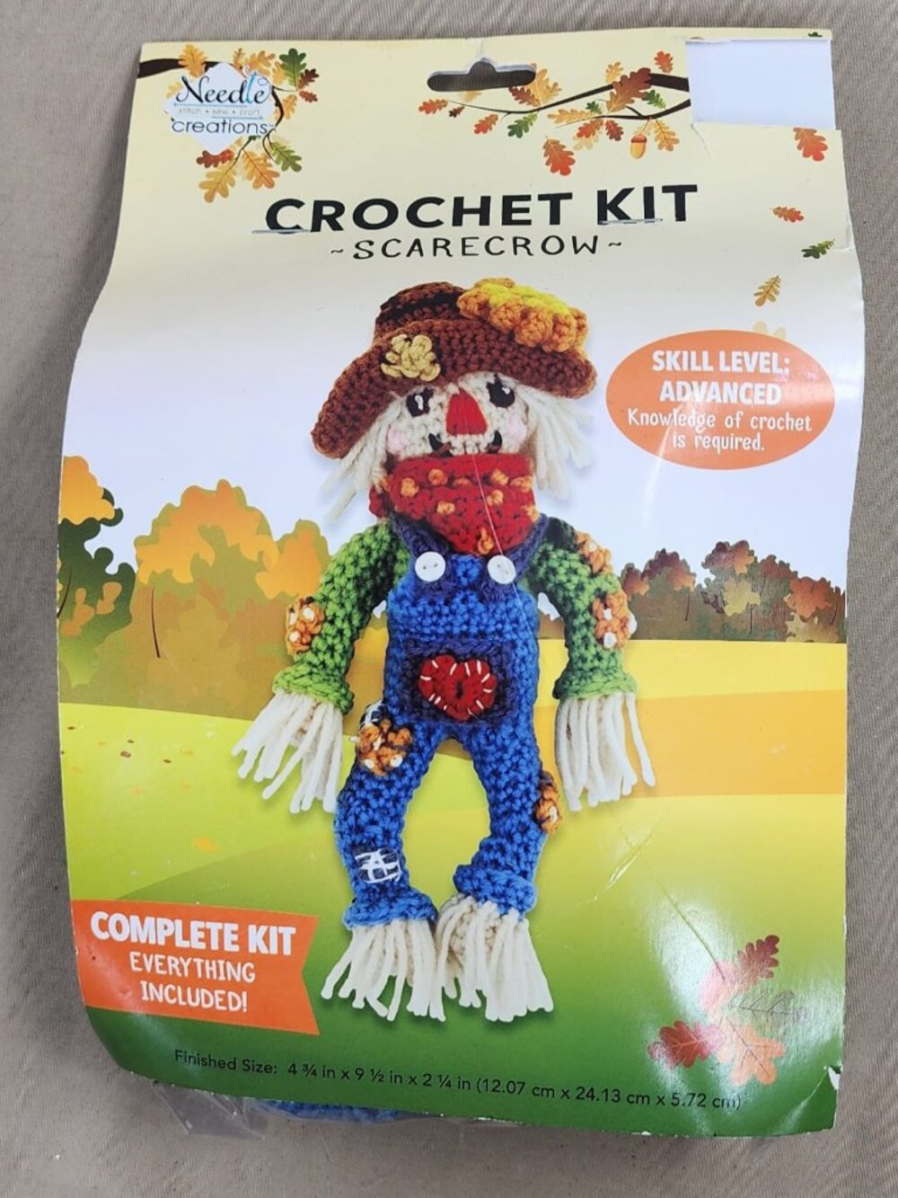 Needle Creations Scarecrow Crochet Kit Advanced Skill Level Complete Yarn Set